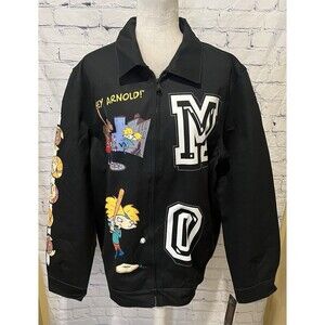 NICKELODEON Hey Arnold X MEMBERS ONLY Black Graphic Jacket Men’s Unisex Size XL